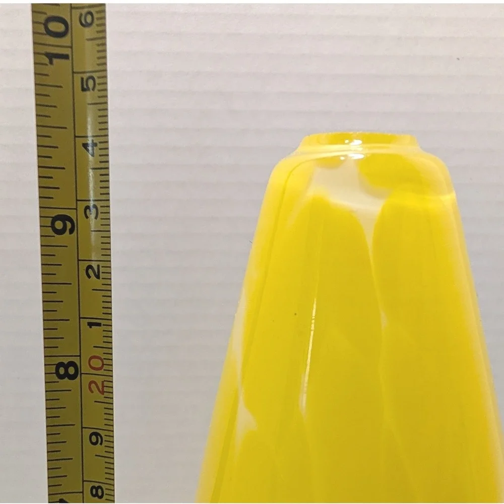 Art Glass Cone Lamp Shade Yellow White Mottled Red Accents Replacement‎ 9.25